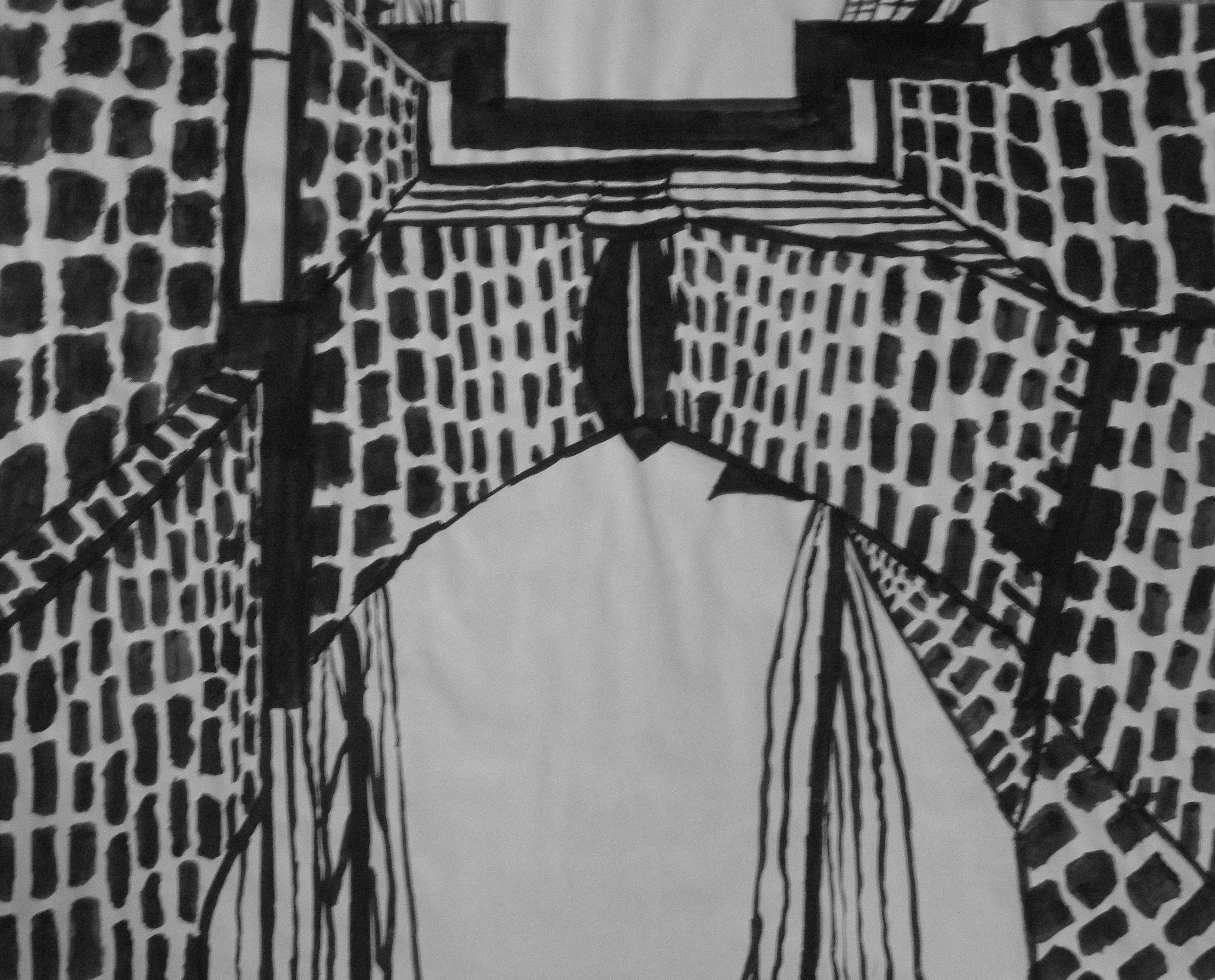High Contrast Drawing: Brooklin Bridge